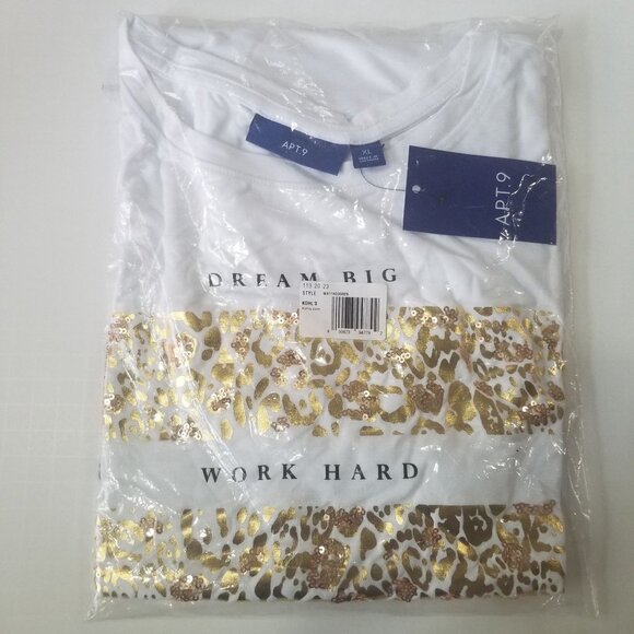 NWT APT.9 Dream Big Work Hard Make it happen short sleeve t shirt animal print s - Picture 3 of 6
